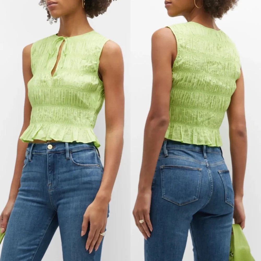 Frame sleeveless Shirred top